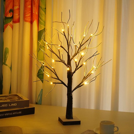 Xtraworks - Kunstmatige Berkenboom Lamp - 24 LED lichtjes - 64cm hoog - voor woonkamer en slaapkamer-LED lamp-Werkt Op Batterijen