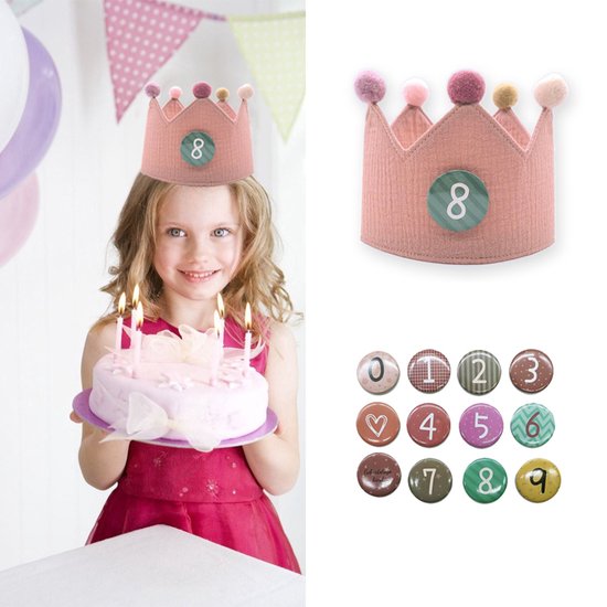 Verjaardagskroon - Koninklijke Kroon 1-9 jaar - Roze