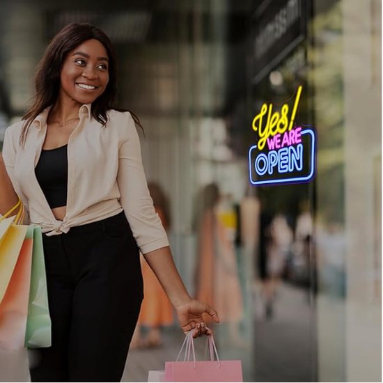 LED Neonbord “Yes! We Are Open” – USB – 34,5 x 30 cm