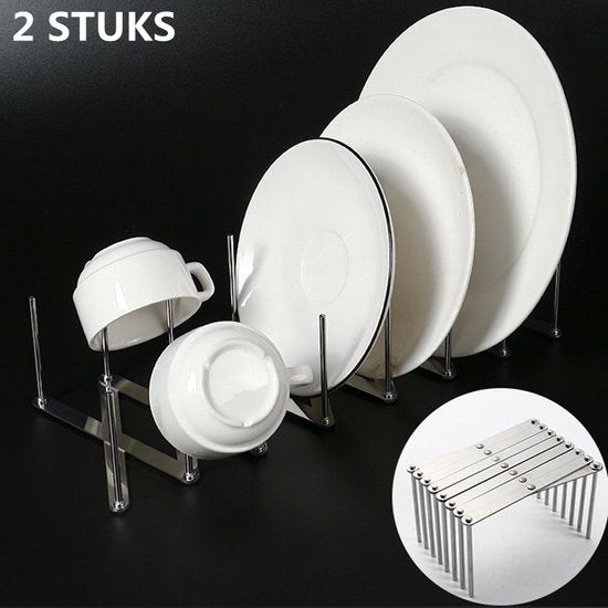 2x Premium Uitschuifbaar Keukenrek - Roestvrij Staal - Zilve