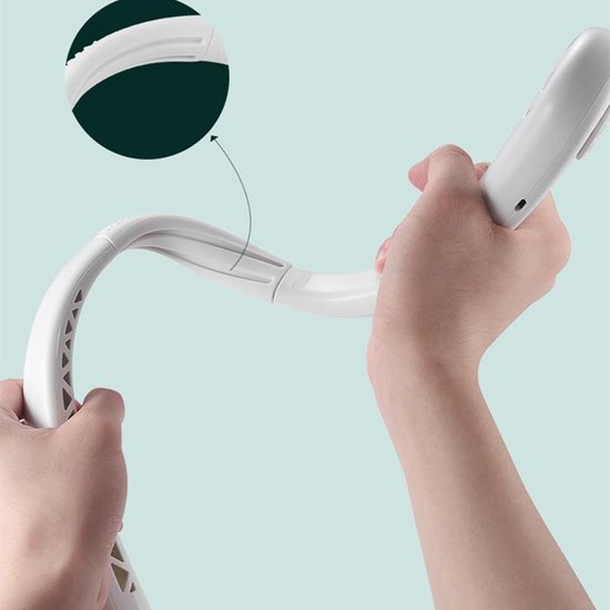 Draagbare nek ventilator - USB - Werkt tot wel 6 uur met volle batterij lading - Wit