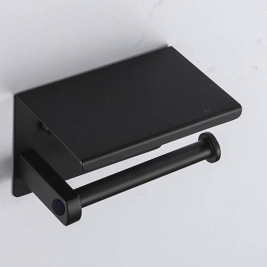 Merkloos TDR Toiletrolhouder m/plank - RVS zwart