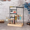 Hoogwaardig Sieradennrek met 48 Oorgaatjes, 6 Haakjes voor Ketting, 2 Armbandstandaards en een Handig Ringenvak - Stijlvolle Opbergruimte voor Elke Sieradencollectie