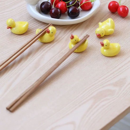 Set van 5 Gele Eend Keramische Eetstokjeshouders