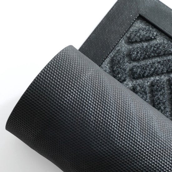 Geruit antislip deurmat droogloopmat 60x90 cm donkergrijs