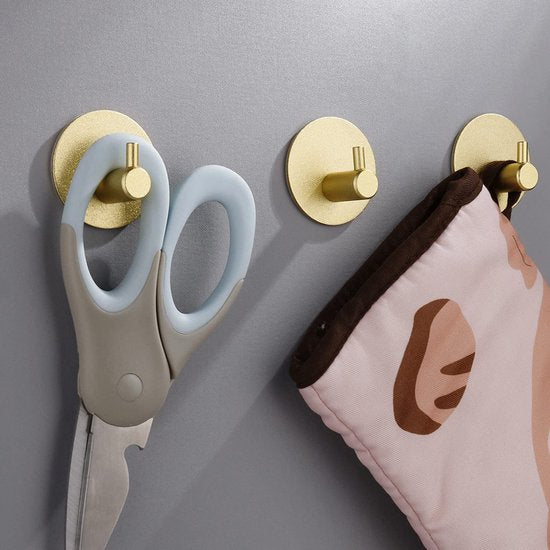 4x Zelfklevende Handdoekhaakjes Goud - Modern & Duurzaam