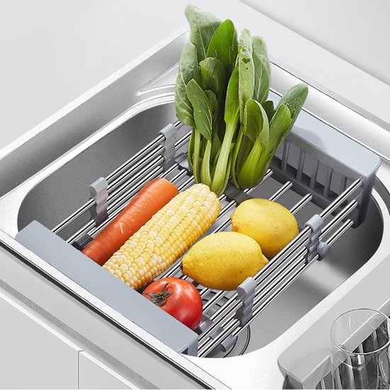 robuuste roestvrijstalen spoelbakafvoerrek voor de keuken-Houd uw aanrecht georganiseerd en efficiënt-grijs