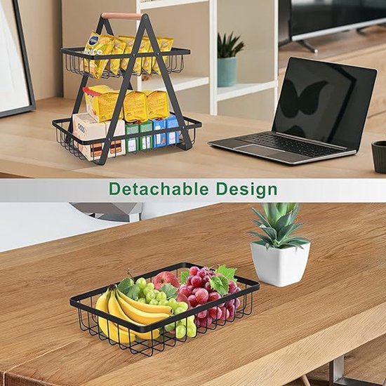 Stijlvolle 2-laagse Fruitschaal – Ruimtebesparend en Modern Ontwerp voor een Trendy Keuken