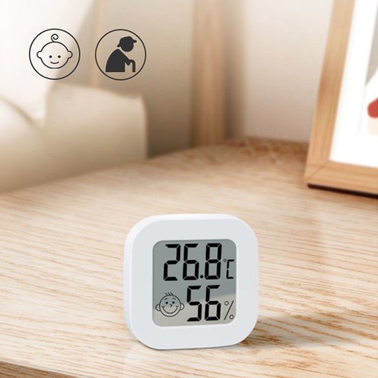 2-in-1 Mini Digitale Hygrometer en Weerstation - Temperatuur- en Luchtvochtigheidsmeter- wit