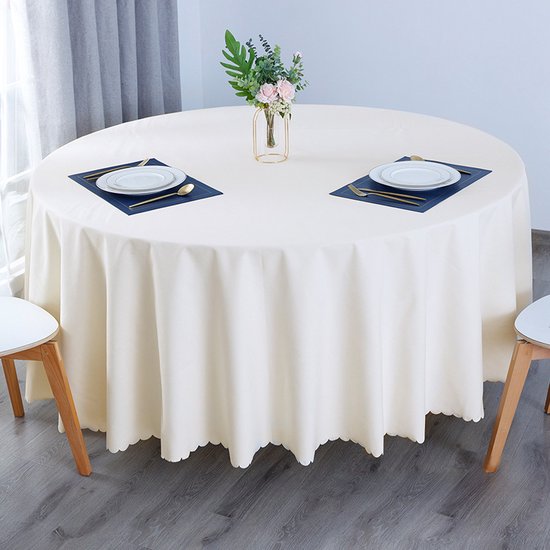 Waterdicht vlekbestendig tafelkleed rond 160 cm - Champagne