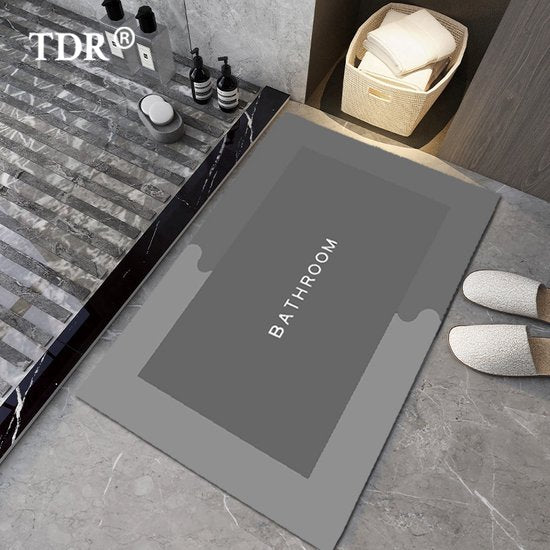 Antislip Badmat - Super Absorberend - Grijs - Rechthoek - 40 x 60 cm