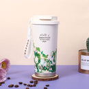 Thermos Mok met Bloemprint – 500ml – Roze – Dubbelwandig – Lekvrij – Met Draagriem – Ideaal voor Camping & Reizen