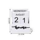 Houten Eeuwigdurende Kalender met 'Home' Design – Stijlvolle Handmatige Datumweergave voor Thuis & Kantoor-wit
