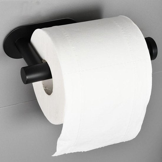 Toiletpapierhouder Wandgemonteerd - Zelfklevend - Zwart - RVS