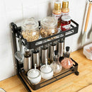TDR - Multifunctioneel Staande Keukenrek, kruidenrek,  of multifunctioneel organiser - 2 laags - Zwart