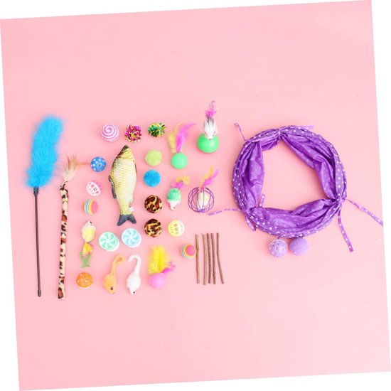 Kattenspeelgoed Set 28-delig – Complete Speelset met Tunnel, Speelmuisjes, Ballen & Catnip – Voor Actieve en Gelukkige Katten