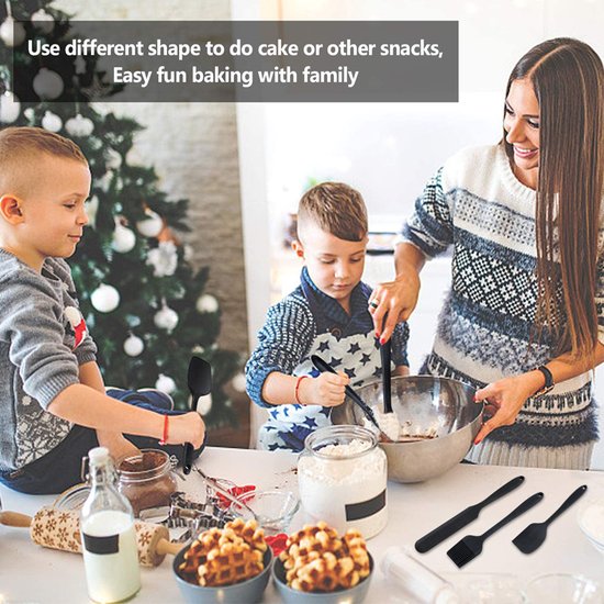 6 stuks Silliconen Spatel set -Pannenlikker - BPA vrij-Spatel voor de keuken-zwart