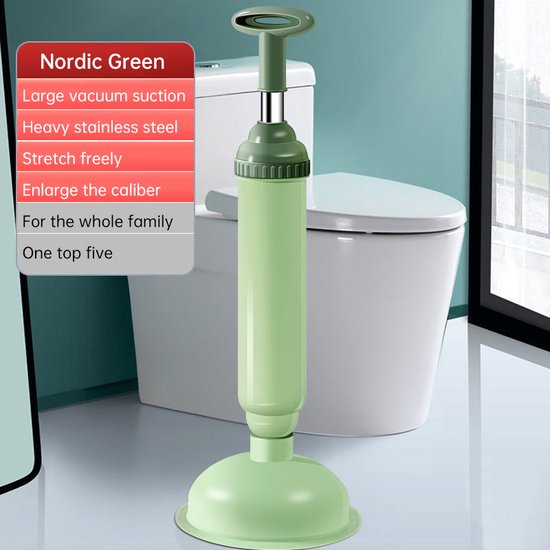 Toiletontstopper met zuigpomp - Nordic green
