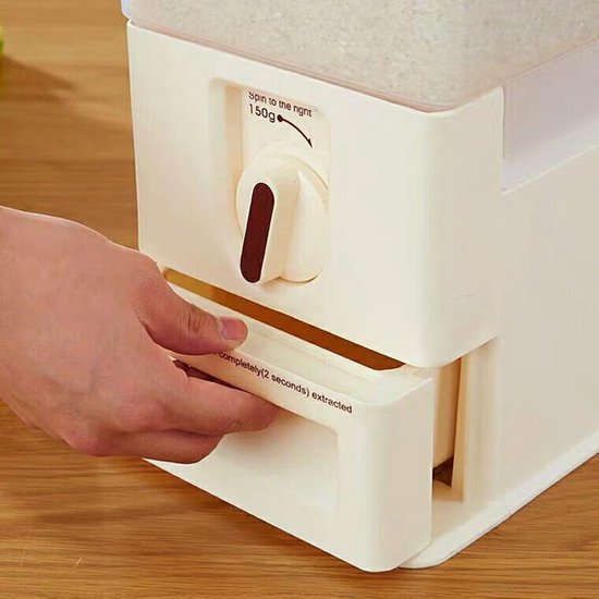 Rijst/Granen Container/Dispenser/ Opbergdoos -15KG inhoud - wit