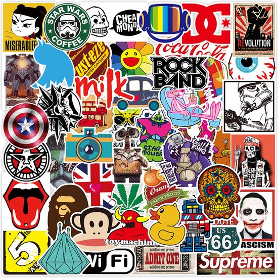 TDR - 200 stuks - hoogwaardige kwaliteit graffitistickers - waterdicht en weerbestendig - voor laptops, koffers, koelkasten, kleerkasten - waterdicht en weerbestendig.