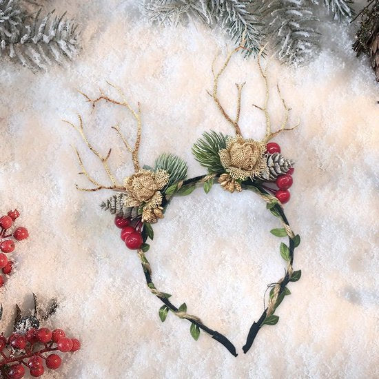 Prachtige Handgemaakte kerst Haarband met dennenappels- en B