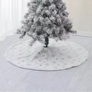 Duurzame Geborduurde Kerstboom Rok - 122cm, Wit/Zilver