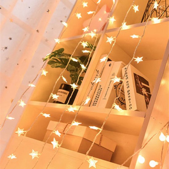 Led lampjes slinger- decoratieve ster lichtsnoer-werkt op batterij-warme kleur 5 meter 30 lampjes