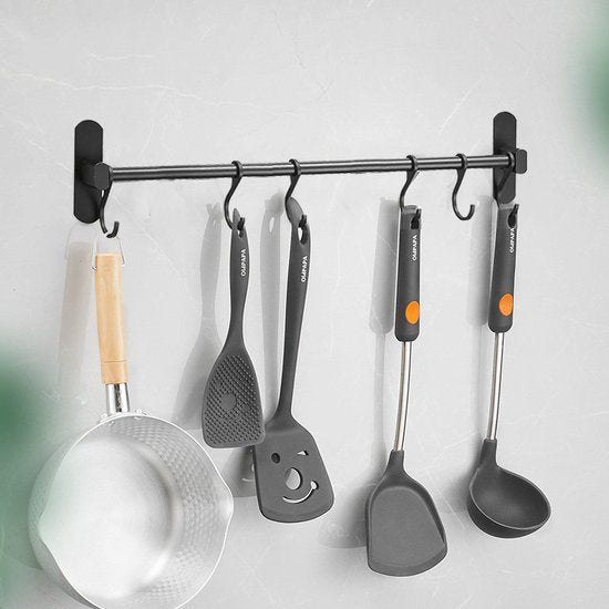 Ruimtebesparende Keukengerei Wandbeugel 40CM - Zwart