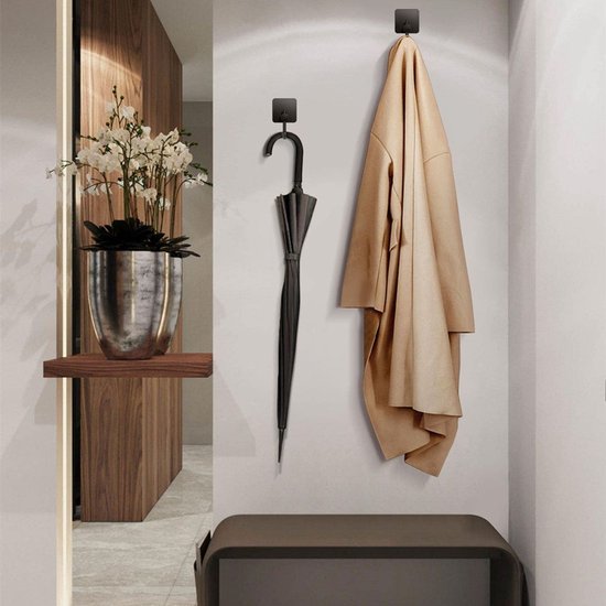 Unikorf 4x Zelfklevende Handdoekhaakjes, Zwart