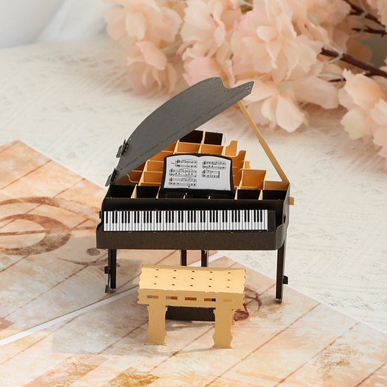 Unikorf 3D Piano Wenskaart m. Envelop - Muziekliefhebbers