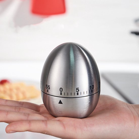 Luxe Roestvrijstalen Kookwekker - Eivormig Design, 60 Min