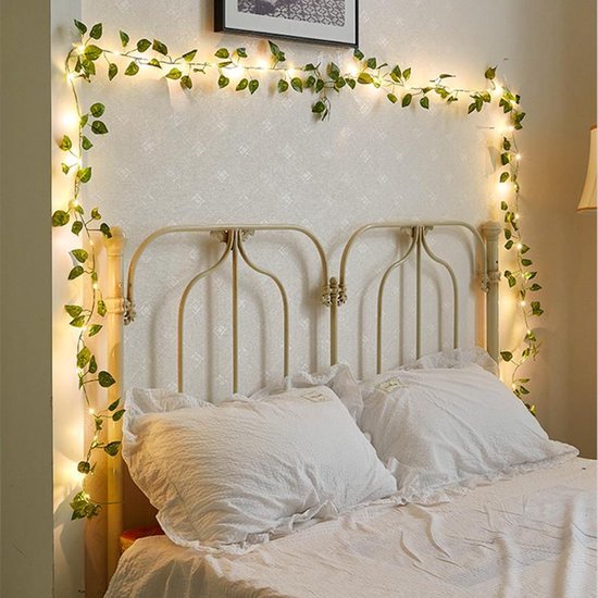 LED lichtsnoer Groene bladwijnstok 2m 20 lampjes op batterij