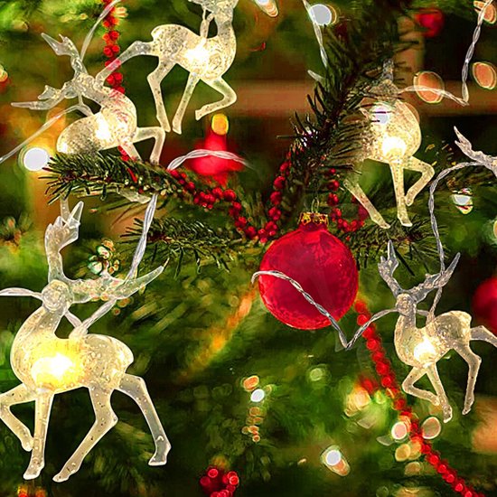 Magische EXTRA Grote Rendieren LED Lichtsnoer – 1,5 Meter met 10 Warm Wit Verlichte Rendieren – Voor Sfeervolle en Warme Feestdagen