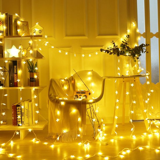 Led lampjes slinger- decoratieve ster lichtsnoer-werkt op batterij-warme kleur 5 meter 30 lampjes
