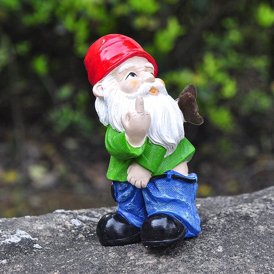 Ondeugende Tuinkabouter met Opgeheven Middelvinger