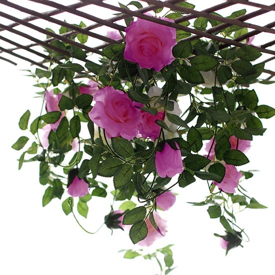 2 Stuks Klimop Slinger met grote rozen kunstbloem -2 meter l