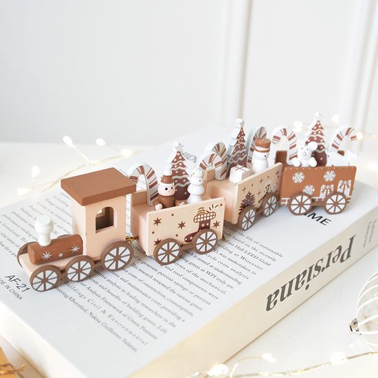 Luxe Houten Kersttrein - Kerstdecoratie - Kerstbomen, Cadeau