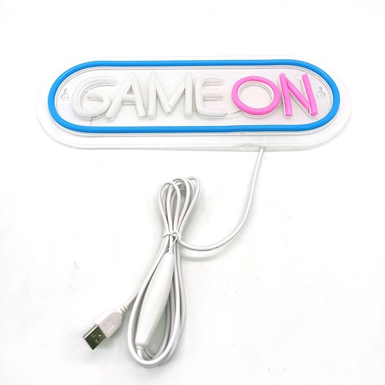 "GAME ON" LED Neon Wandlamp-USB Gevoed met Dimbare Verlichting-33x12.5cm