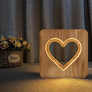 Tafellamp - Lamp 19CM- LED en One touch control - Houten Tafellamp - Hart figuur speciaal cadeau voor Valentijnsdag en moederdag