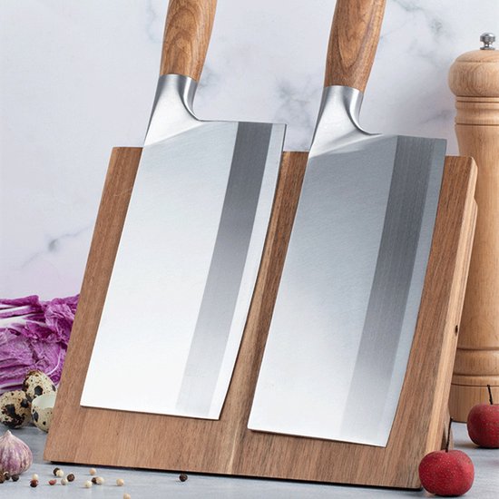 Keuken Opvouwbare Magnetische Messenblok -Messenblok Zonder Messen- Modern en Ruimtebesparend Ontwerp-bruin