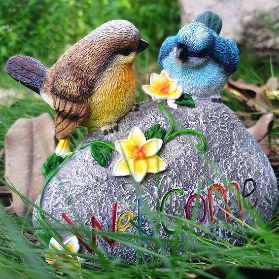 Landelijke Hars Vogeldecoratie Warm Welkom 15x6x14cm