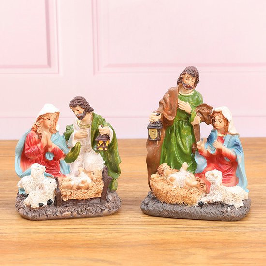Compacte Kerststalfiguur Maria, Jozef en Jezus - 8.5x5x11cm