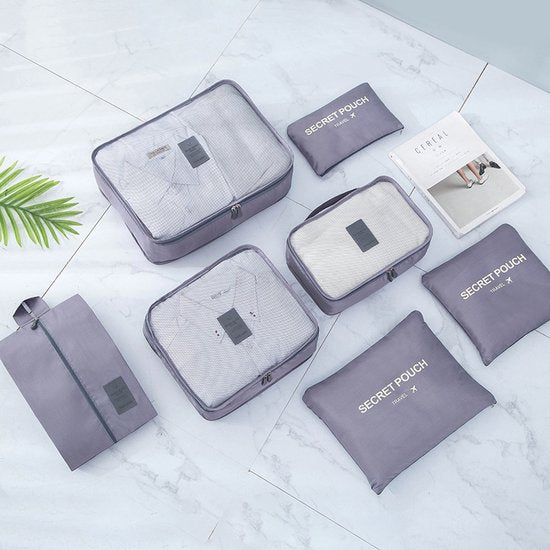 Merkloos 7-delige Packing Cubes Organizer - Grijs