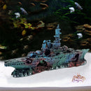 Aquarium decoratie - Slagschip 2 - Realistische hars ornamenten voor vistank landschapsarchitectuur - Duurzaam en stabiel - Ideaal voor zoet- en zoutwateraquaria