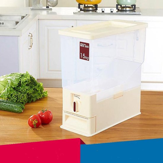 Rijst/Granen Container/Dispenser/ Opbergdoos -15KG inhoud - wit