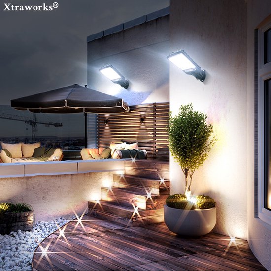 Tuinverlichting op zonne-energie met afstandsbediening-IP65-180 COB LED-Buitenlamp- Bewegingssensor & Nachtsensor