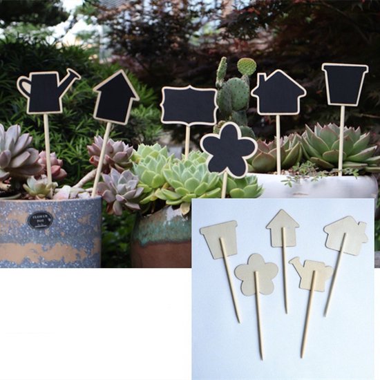 10 Stuks Creatieve Mini Zwarte Borden - Plantenstekers Planten Labelen- Decoratieve Tuinlabels voor Planten en Kruiden