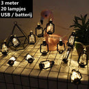 Kampeer LED olielamp sfeerverlichting 3m 20 lampjes USB/bat