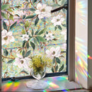 Milieuvriendelijke PVC Glasfolie - Kleurrijk bloemen patroon - Zelfklevend - Privacy en UV Bescherming - 40x100 cm