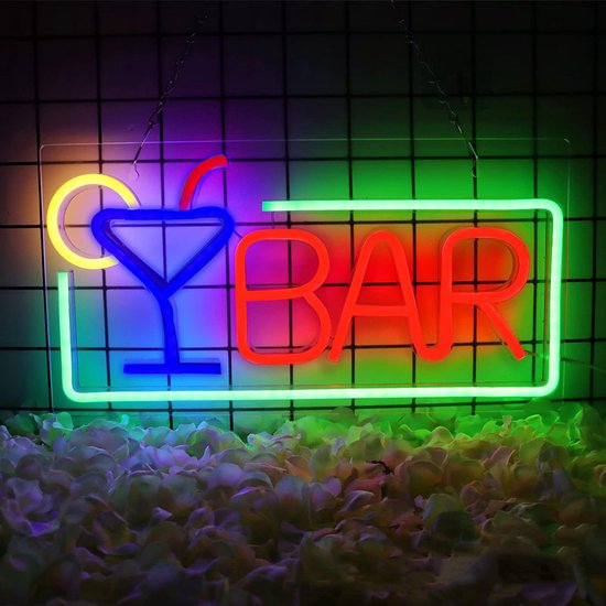 LED Neon BAR Lamp –Neon Wandlamp- De Perfecte Sfeermaker voor Thuis en Horeca(Incl. Adapter & Ophanghaakjes)-42x22cm